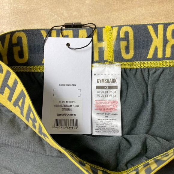 NWT Gymshark Yellow Band Grey Seamless Elastic Waistband Cycling Shorts Women XS - Picture 2 of 4